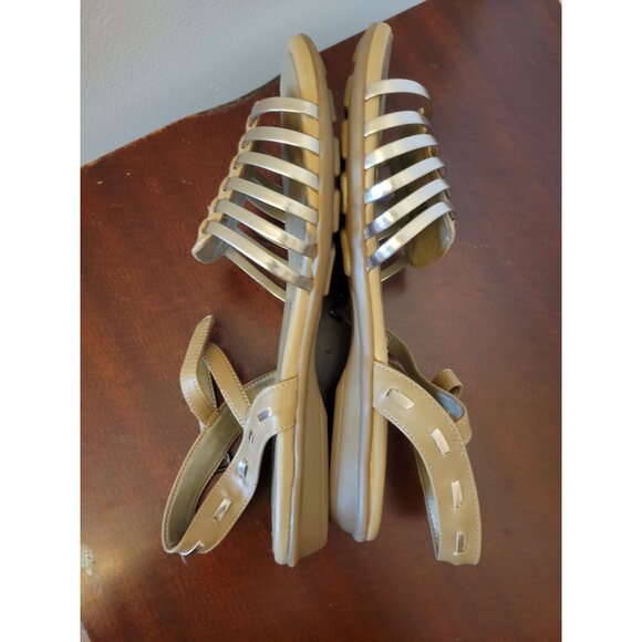 Easy Spirit Sz 6 Ladies Gold Tan Strappy Sandals - Picture 3 of 7